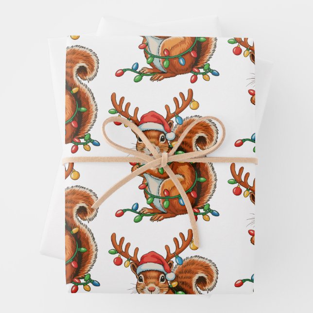 Weihnachtshörnchen Weihnachtslicht Niedliche Feier Geschenkpapier Set (Beispiel)