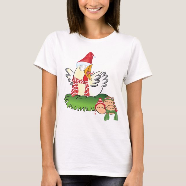 Weihnachtshühnchen und ihr Eierschmuck T-Shirt (Vorderseite)
