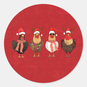 Weihnachtshühner Runder Aufkleber