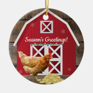 Weihnachtshühnerfarm Keramik Ornament