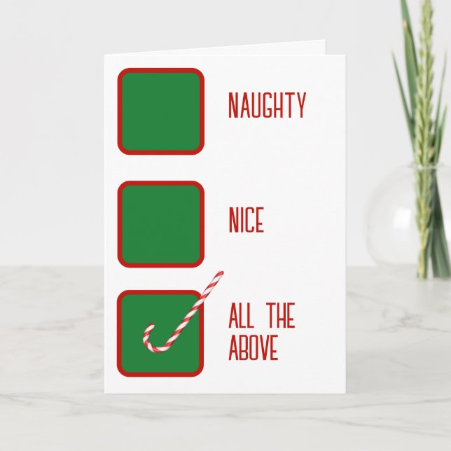 Weihnachtshumor Unartige oder Artige Kontrollkästc Karte (Vorderseite)