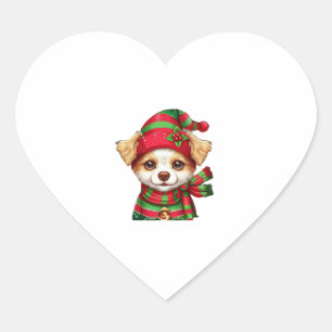 Weihnachtshund 1 Herz-Aufkleber