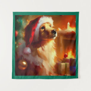 Weihnachtshund 1 wandteppich