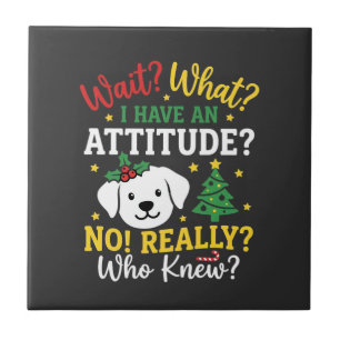 Weihnachtshund Attitüde Feiertags Humor Fliese