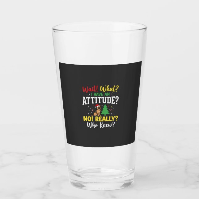 Weihnachtshund Attitüde Humor Glas (Vorderseite)