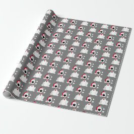 Weihnachtshund auf Grau Geschenkpapier