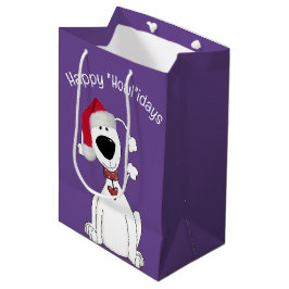 Weihnachtshund auf Lila Mittlere Geschenktüte