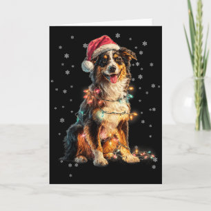 Weihnachtshund Australian Shepherd Weihnachtsmann  Karte