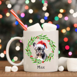 Weihnachtshund Black Frenchie French Bulldog Santa Kaffeetasse