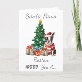 Weihnachtshund Boston Terrier Feiertagskarte