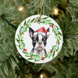 Weihnachtshund Boston Terrier Terrier Holidays Hau Keramik Ornament