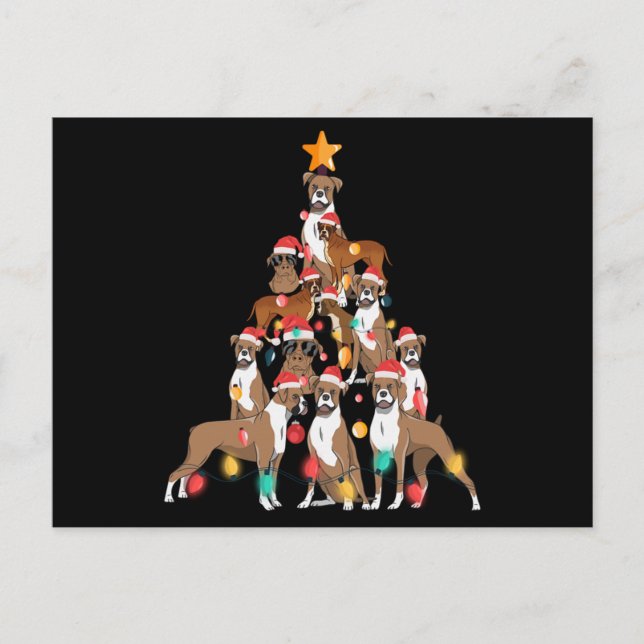 Weihnachtshund Boxer Tree Holiday Dog Lover Xmas Postkarte (Vorderseite)