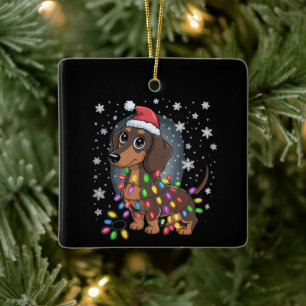 Weihnachtshund Dachshund Weihnachtsmann Xmas Wiene Keramikornament