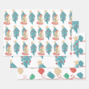 Weihnachtshund-Doodle Festive Feiertage Geschenkpapier Set