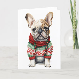 Weihnachtshund, Feiertagsfranzose, Bulldogge BLANK Feiertagskarte