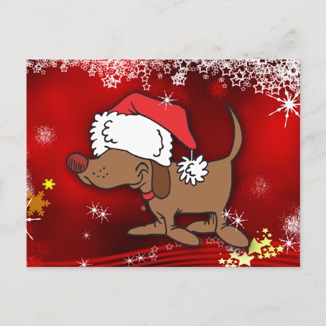 Weihnachtshund Feiertagspostkarte (Vorderseite)