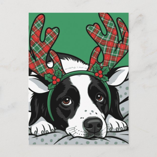 Weihnachtshund Feiertagspostkarte (Vorderseite)
