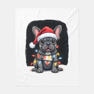 Weihnachtshund Französische Bulldogge Xmas Frenchi Fleecedecke