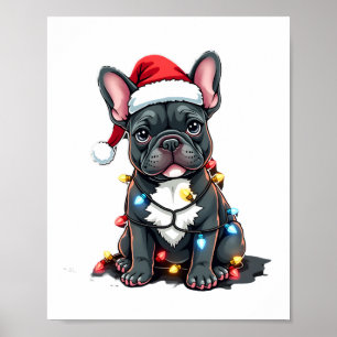 Weihnachtshund Französische Bulldogge Xmas Frenchi Poster