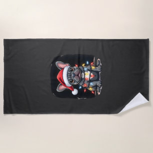 Weihnachtshund Französische Bulldogge Xmas Frenchi Strandtuch