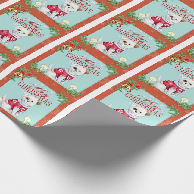 Weihnachtshund Geschenkpapier (Ecke)