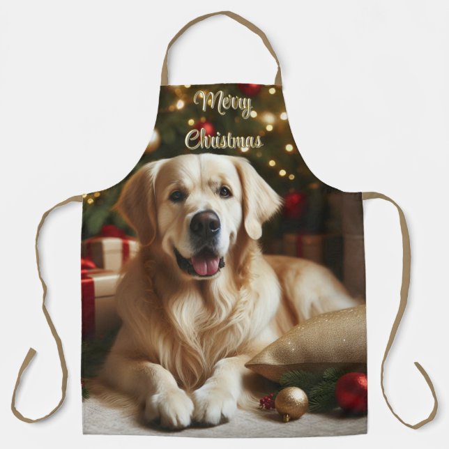 Weihnachtshund Golden Retriever Schürze (Vorderseite)