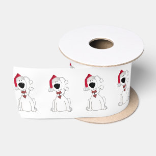 Weihnachtshund grafisch mit Hut Satinband
