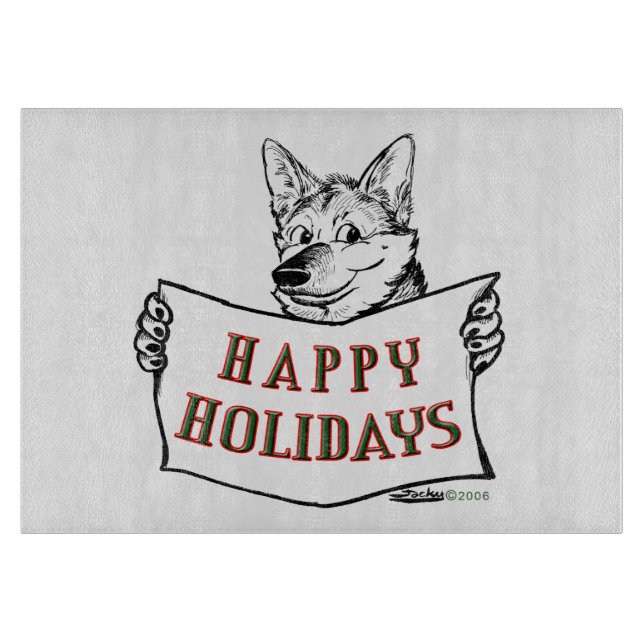 Weihnachtshund: Happy Holidays! Schneidebrett (Vorderseite)