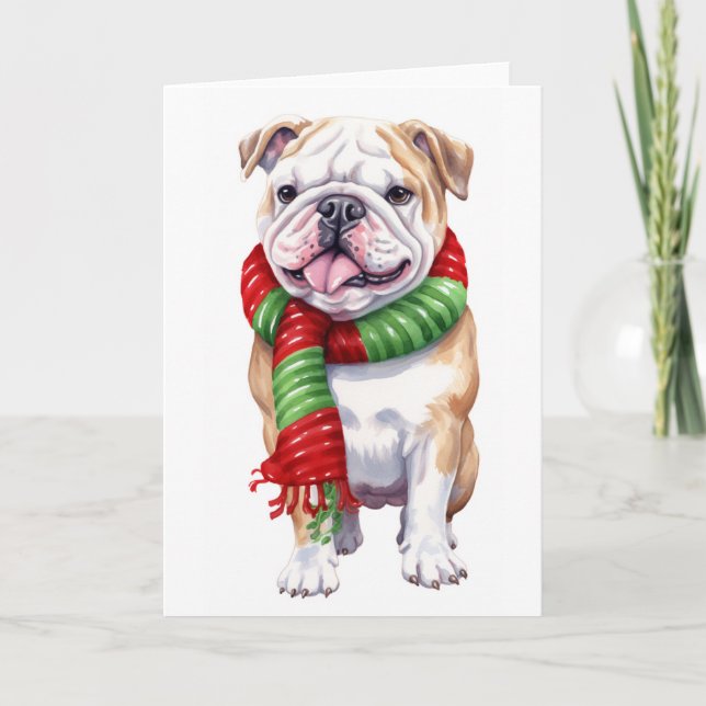 Weihnachtshund, Holiday Bulldog, BLANK Feiertagskarte (Vorderseite)