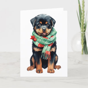 Weihnachtshund, Holiday Rottweiler Puppy BLANK Feiertagskarte