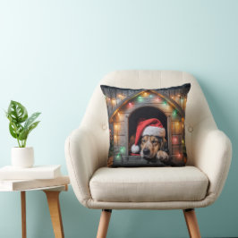 Weihnachtshund Hund in Doghouse Kissen