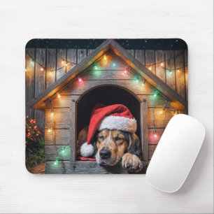 Weihnachtshund Hund in Doghouse Mousepad