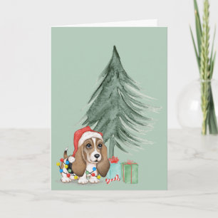 Weihnachtshund Hund in Lights Karte