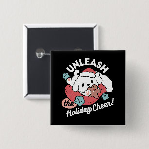 Weihnachtshund in der Weihnachtsmannmütze - Feiert Button