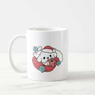 Weihnachtshund in der Weihnachtsmannmütze - Feiert Kaffeetasse