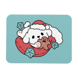 Weihnachtshund in der Weihnachtsmannmütze - Feiert Magnet