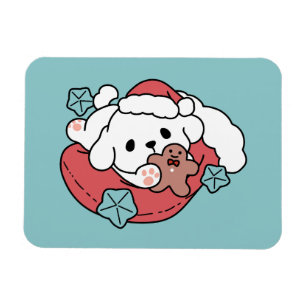 Weihnachtshund in der Weihnachtsmannmütze - Feiert Magnet