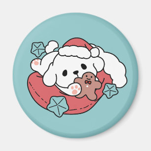 Weihnachtshund in der Weihnachtsmannmütze - Feiert Magnet