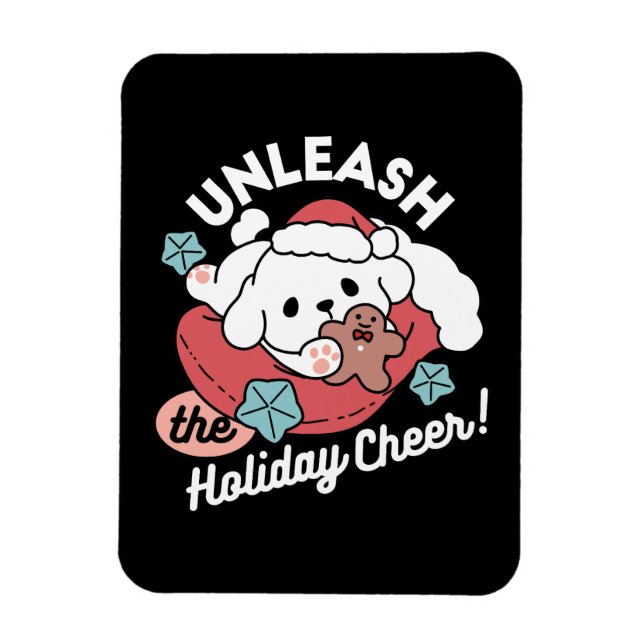 Weihnachtshund in der Weihnachtsmannmütze - Feiert Magnet (Vertikal)