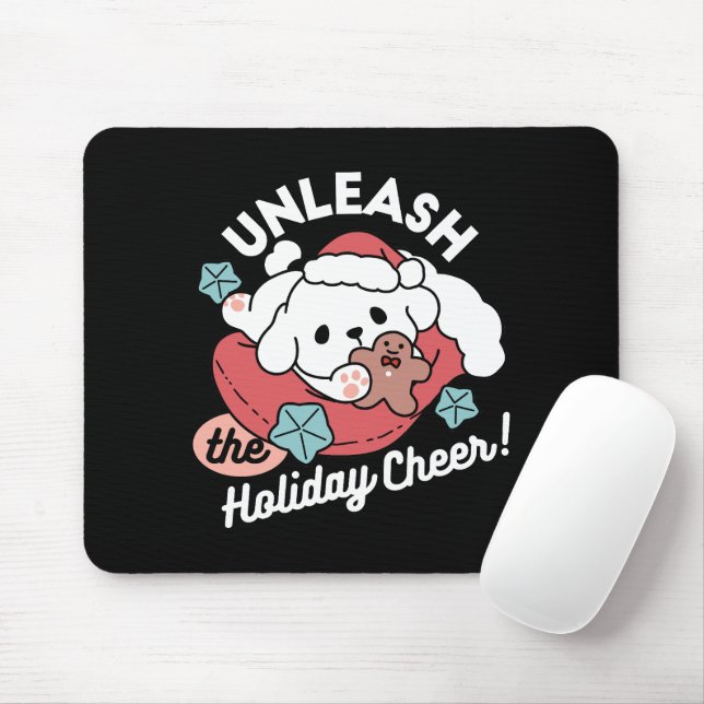 Weihnachtshund in der Weihnachtsmannmütze - Feiert Mousepad (Mit Mouse)