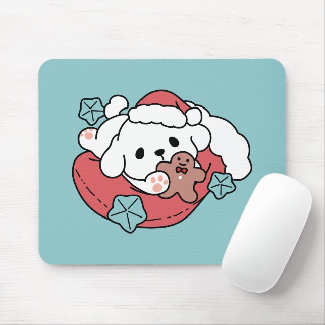 Weihnachtshund in der Weihnachtsmannmütze - Feiert Mousepad (Mit Mouse)