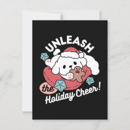 Weihnachtshund in der Weihnachtsmannmütze - Feiert Postkarte