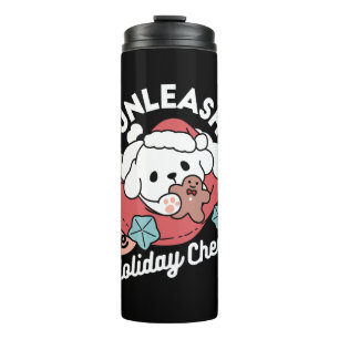 Weihnachtshund in der Weihnachtsmannmütze - Feiert Thermosbecher