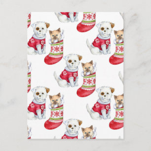 Weihnachtshund & Katze Feiertagspostkarte