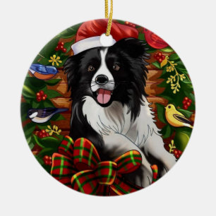 Weihnachtshund Keramik Ornament