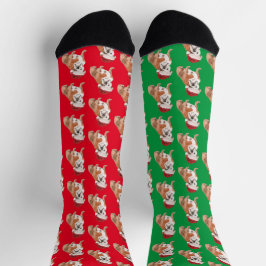 Weihnachtshund Lover Bull Dog Muster Red Green Socken
