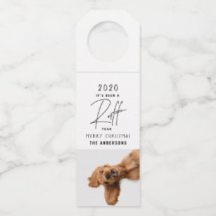 Weihnachtshund lustige Rudel Jahr in Rezensionskar Flaschenanhänger