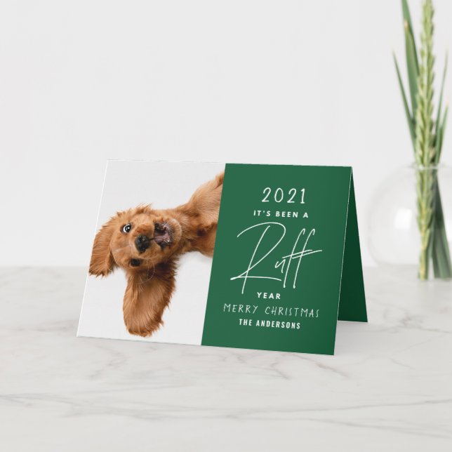 Weihnachtshund lustige Rudel Jahr in Überprüfung Karte (Vorderseite)