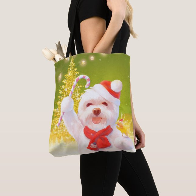 Weihnachtshund mit Candy Cane (Von Nahem)