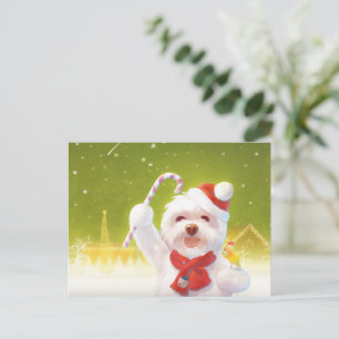 Weihnachtshund mit Candy Cane Ankündigungspostkarte